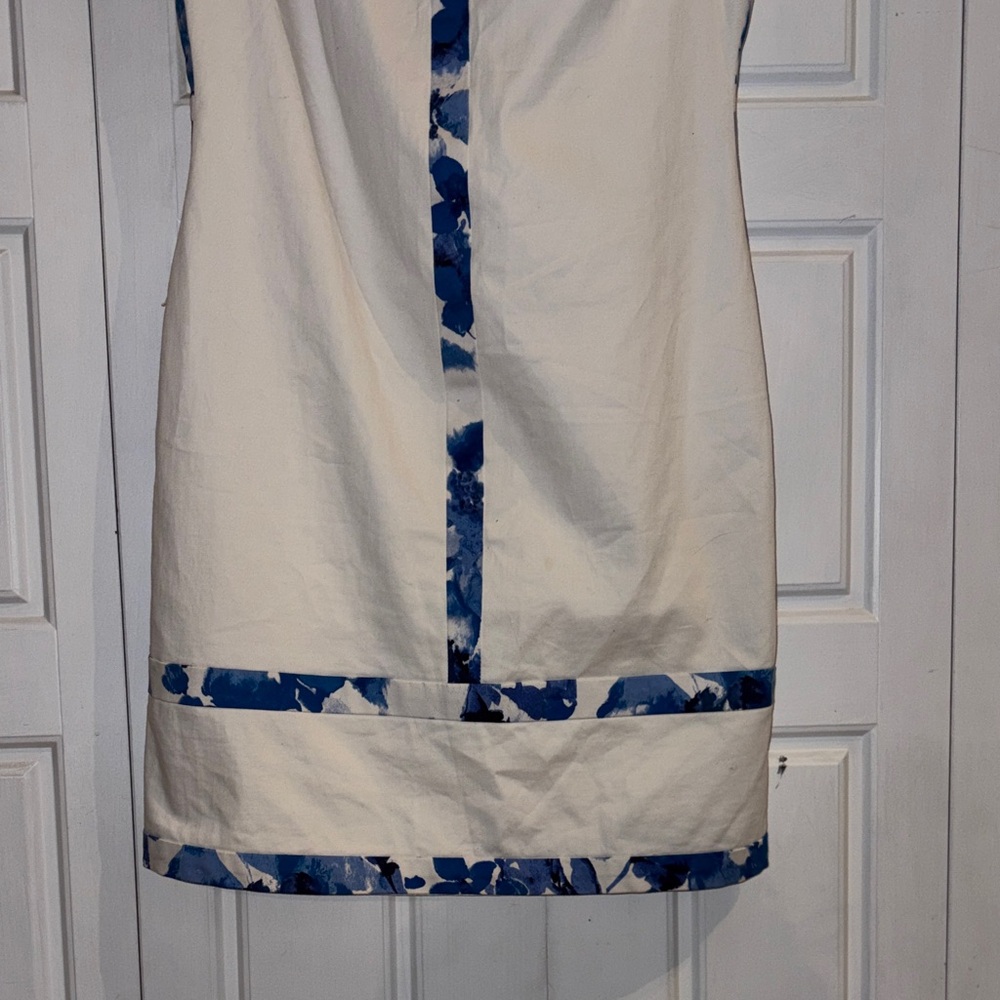 Lauren Ralph Lauren White Dress with Blue Floral Accents - Picture 4 of 9